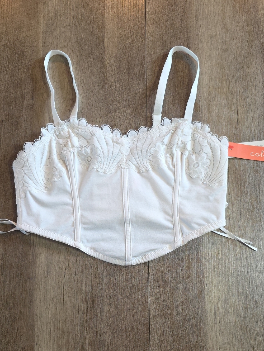 Colsie White Lace Bustier Top - Women Intimates. Size L.NWT